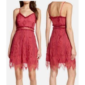 NWT Anthropologie Foxiedox Red Lace Gloria Mini Dress Size Small